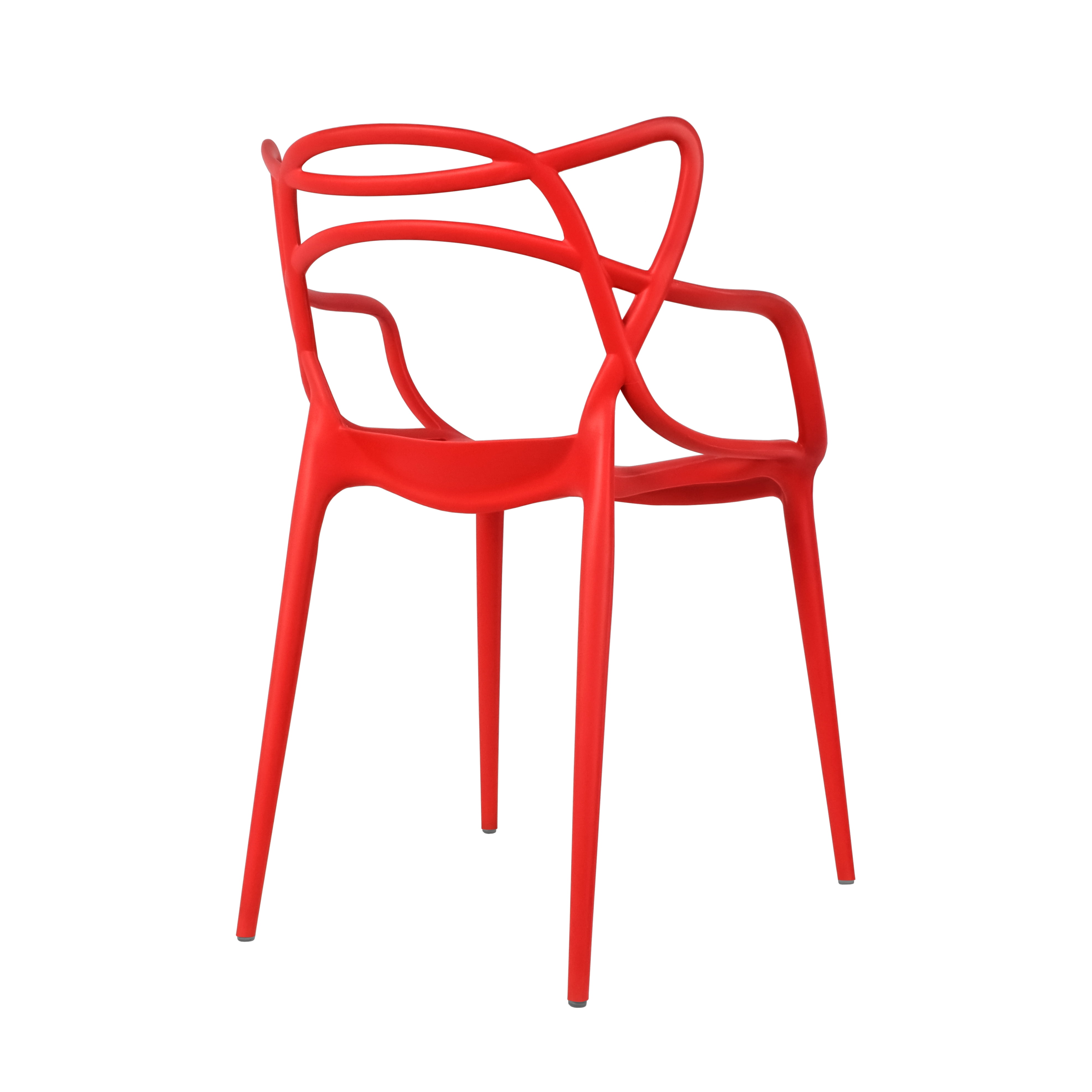 2xhome Set of 2 Modern Contemporary Designer Dining Chairs Molded Plastic Indoor Outdoor Patio Elbow Chairs, Red