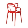 thumbnail image 6 of 2xhome Set of 2 Modern Contemporary Designer Dining Chairs Molded Plastic Indoor Outdoor Patio Elbow Chairs, Red, 6 of 11