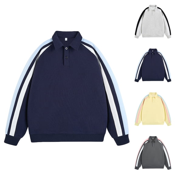 UVEASISHA Mens Casual Polos Shirts Striped Long Sleeve Golf Polos Button Up Loose Collared Active Fit Golf Shirts Stylish Work Shirts for Men,Dark Gray,2XL