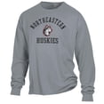 thumbnail image 2 of Men's ComfortWash Gray Northeastern Huskies Arch Logo Garment Dyed Long Sleeve T-Shirt, 2 of 3