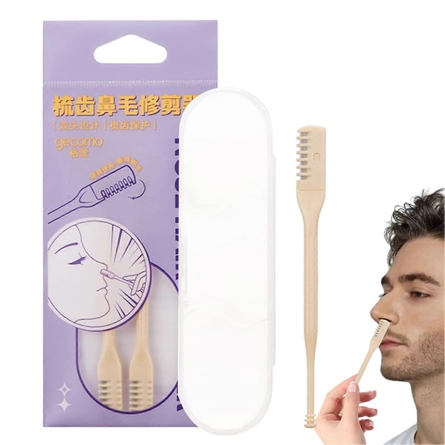 Recortadora de vello nasal 2 en 1 de acero inoxidable, indolora, para nariz y orejas, con caja de almacenamiento.