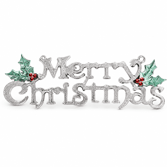 Ohmyroo Silver Christmas Tree Ornament with Hanging Display Design, Decorative Hanging Pendant for Trees and Wreath Displays, Christmas Display Decoration for Home and Party Decor