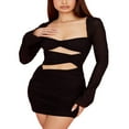 thumbnail image 3 of Femmes Spaghetti Sangle Mini Robes avec des Gants hors Épaule Sans Manches Coupe Bodycon Robe de Soirée Club Porter, 3 of 7