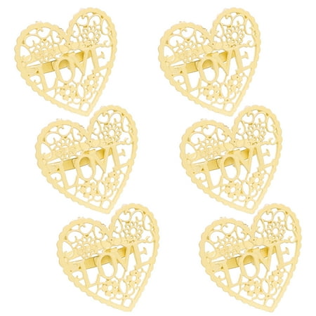 

Yoone 6Pcs Decorative Napkin Ring Effective Love Heart Shaped Metal Napkin Holder Desktop Decor