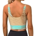 thumbnail image 4 of Picia Beach Footprint Sports Bra for Women,Padded Strappy Sports Bras Medium Support Yoga Bra with Removable Cups,Running Yoga Bra-Small, 4 of 9