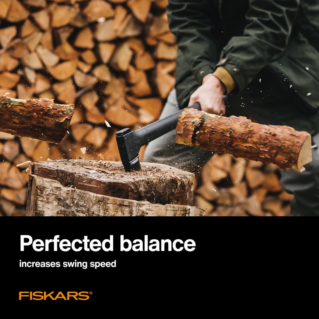 Fiskars Single Bit Super Splitting Axe with 36" Duraframe Handle and Sheath, Black