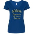 thumbnail image 2 of Queens Are Born In June Tiara V-neck Lady T-shirt Short Sleeve T-Shirt Soft and Comfy Shirt, Lightweight Shirt Royal Blue Birthday Tee 2x-large, 2 of 3