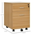 thumbnail image 3 of Vinsetto Locking 2 Drawer File Cabinet Rolling Filing Cabinet with Wheels, 3 of 10