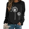 thumbnail image 2 of FRSASU Womens Dandelion Sweatshirt Casual Crewneck Tee Loose Long Sleeve Pullover Tops Black, 2 of 5