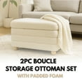 thumbnail image 3 of Nola Home Ottomane de Rangement Capitonnée en Peluche Bouclée Rembourrée, Ensemble de 2 Pcs, Blanc, 3 of 7