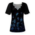 thumbnail image 4 of Tops Para Mujer Blusa Casual Elegante Camisa de Manga Corta Con Cuello en V Estampada A La Moda Odeerbi ODB163843, 4 of 4