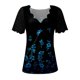 thumbnail image 4 of Camisa de manga corta con cuello en V estampada a la moda informal para mujer Fridja  ghk4131, 4 of 4