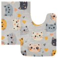 thumbnail image 7 of Yayeee Bath Rugs for Bathroom Floor Set of 2 Non Slip Fluffy Soft Absorbent Mat, Cute Cartoon Cat, 7 of 7