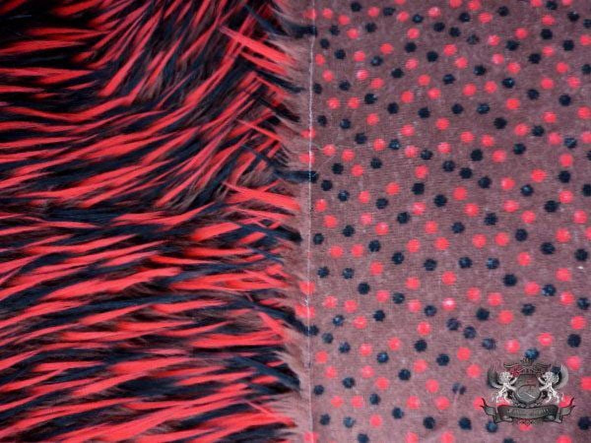 3 Tone Spike Faux / Fake Fur Brown Red Black Fabric