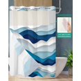 thumbnail image 2 of No Hook Shower Curtain with Snap in Liner, Gradient Ocean Waves Blue Teal Gradient Waves Hotel Shower Curtains for Bathroom, Washable Shower Curtain Liner Set with Mesh Top Window, 60"x72", 2 of 6