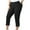 Black, variant on Wyobmus Women's Capri Leggings Knee Length High Waist Tights Solid Color Tummy Control Non See Through Lace Bottom Workout Yoga Pants Black