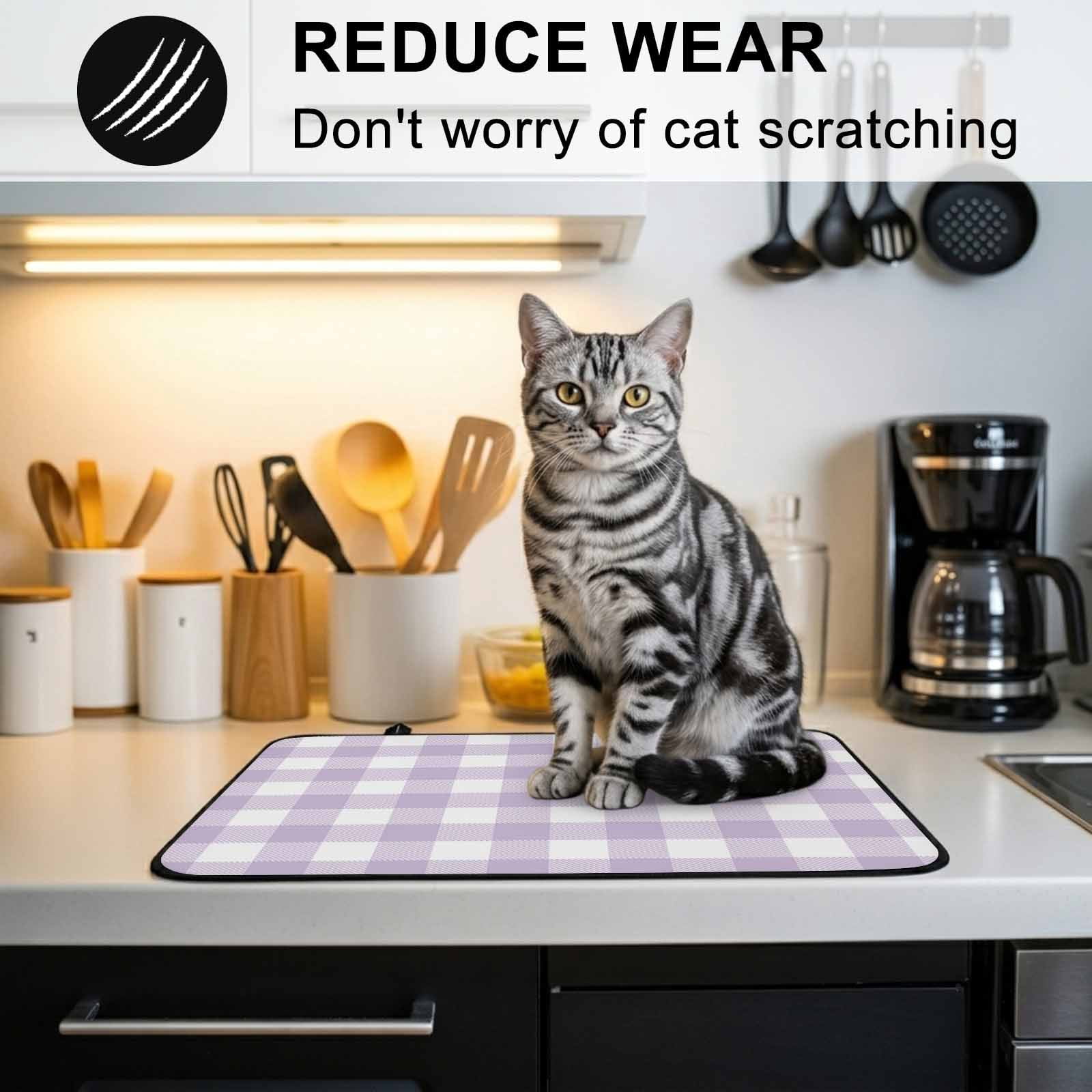 Plaid Purple Rural Style, Stove Top Cover for Electric Stove, Heat-proof & Non Slip Glass Top Stove Cover Protector, Rural Abstract Geometric Lattice Kitchen Flat Cooktop Rubber Mat 24x21 Inches