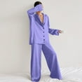 thumbnail image 2 of Silk Pjs Set for Women 2 Pieces Valentines Pajamas Long Sleeve Button-Down Sleepwear Purple Pajama Set for Women, 2 of 5