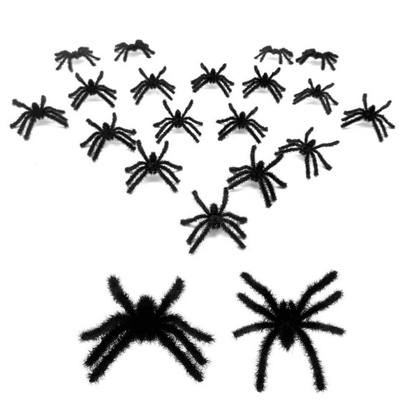 20 Pcs Petites Araignées en Plastique Noires Réalistes et Poilues, Jouet Effrayant pour Blagues et Farces, Décoration d'Halloween Effrayante pour Fêtes par Baryuefull