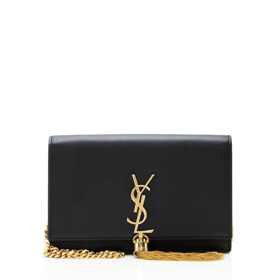 Pre-Owned Saint Laurent Calfskin Monogram Kate Tassel Chain Wallet
