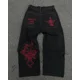 thumbnail image 1 of Pantalones vaqueros de pierna ancha para parejas, ropa de calle Harajuku Y2K con múltiples bolsillos, bordado de letras, punto de separación, Joker informal, rectos, 1 of 5