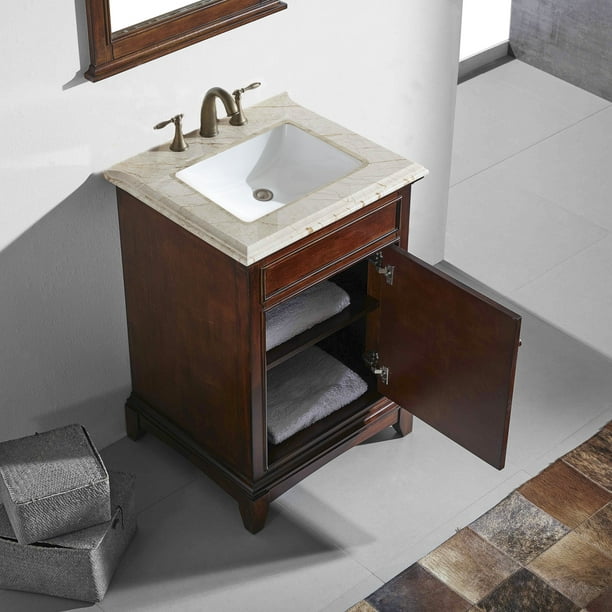 Eviva Elite Princeton 24 Teak Solid, Bathroom Vanity 24 Inch Solid Wood