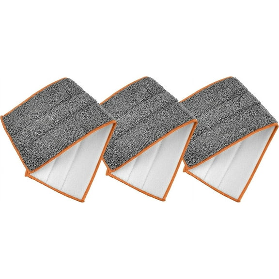 Superio Microfiber Mop Pads, Refill Miracle Mop, Microfiber Mop Replacement Head with Velcro, 16 Inch Mop Refill for Flat, Spray Mop Set -3 Pack- Grey