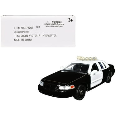 Ford Crown Victoria Police Interceptor Black and White 1/43 Diecast Model Car by Motormax