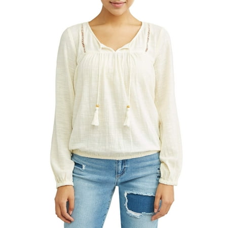 - Boho Peasant Tassel Longsleeve Top Women's