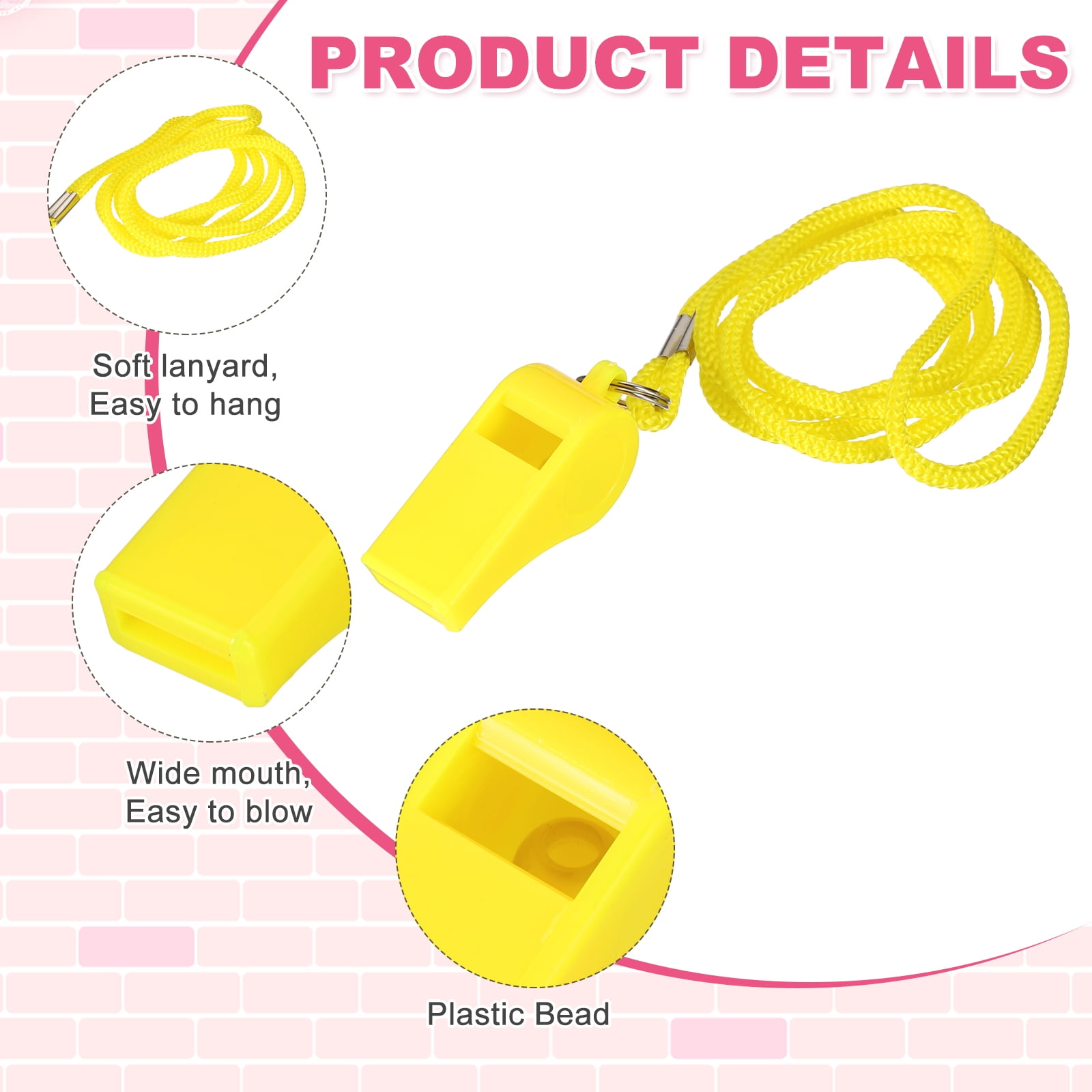 Uxcell Plastic Whistles with Lanyard, Training Sports Gather Whistles Loud Crisp Sound Colorful Bulk Whistle 36 Pcs & Yellow -Fitting for (Coaches/Referee/Outsides/Team Events)