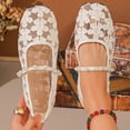 thumbnail image 2 of Women's Mesh Ballet Flats Bowknot Round Toe Ballerina Flats Closed Toe Comfortable Casual Breathable Work Shoes Mary Jane Shoes Size 43 White-A, 2 of 8