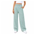 thumbnail image 3 of Wevis Women Elastic High Waist Gingham Wide Leg Pants, Loose Plaid Palazzo Trousers with Side Pockets Casual Daily Bottoms, 3 of 6