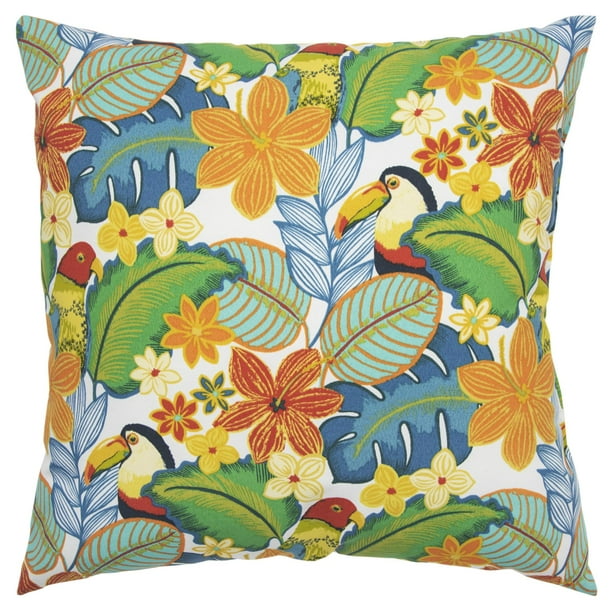 Decorative Poly Filled Throw Pillow Floral 22"X22" Green