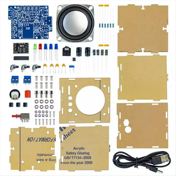 Kit de Altavoz Bluetooth DIY Kit Electrónico Componente Mini Amplificador Altavoces Interfaz SPI con Carcasa Acrílica