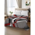 thumbnail image 2 of Grey Geometric Full Size Flat Sheet, Wrinkleproof & Fadeproof Cooling Flat Bed Sheet Only, Modern Abstract Black White Red Striped Breathable Soft Bedding Top Sheets 81 x 96 Inches, 2 of 8