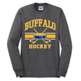 thumbnail image 2 of Wild Bobby City of Buffalo Hockey Fantasy Fan Sports Men's Long Sleeve Shirt, Heather Black, Medium, 2 of 5