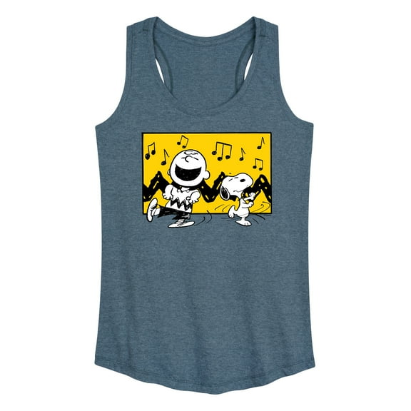 Peanuts - Charlie And Snoopy Dance Time - Women's Racerback Tank Top