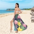 thumbnail image 6 of FORMRS Womens Beach Sarong Semi-Sheer Bikini Wrap Skirt Swimsuit Cover-ups, Flamingo Pattern, 6 of 7