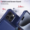 thumbnail image 2 of ELEHOLD for iPhone 13 Mini Case, PU Leather Magnetic Button Closure Credit Card Holder Slots Stand Function Wallet Shock-Absorbent Shockproof Phone Case for iPhone 13 Mini ,Darkblue, 2 of 6