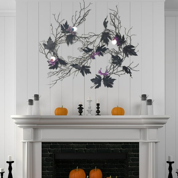 Fiudx Ojo de Flor Morada de Ratán para Halloween, Decoración Única de Rama Seca, Diseño de Simulación Exquisito, Decoración para El Hogar y La Oficina, Multiusos, Forma Flexible, Tamaño 175 X 25 X 5