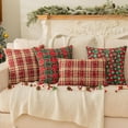 thumbnail image 4 of 2PCS Christmas Plaid Decorative Throw Pillow Covers Snowflake for Sofa Farmhouse Decor，12x20 Inch, 4 of 12