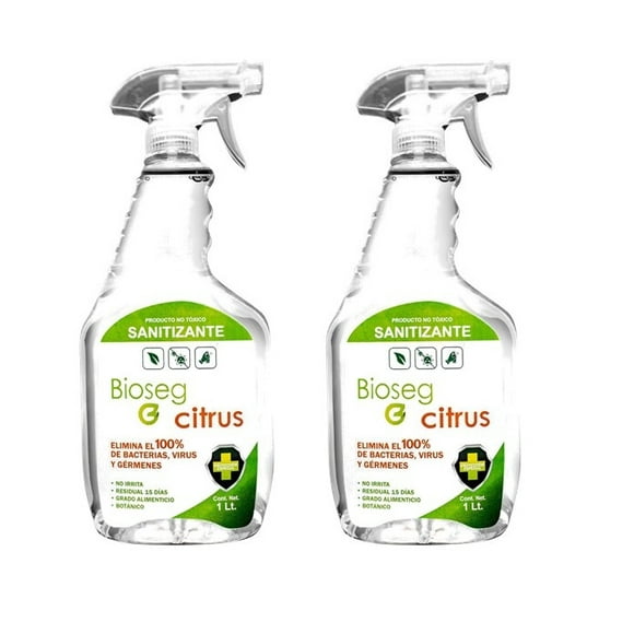 2pz Spray Sanitizante Bioseg Citrus Antibacterial Orgánico 1 Litro