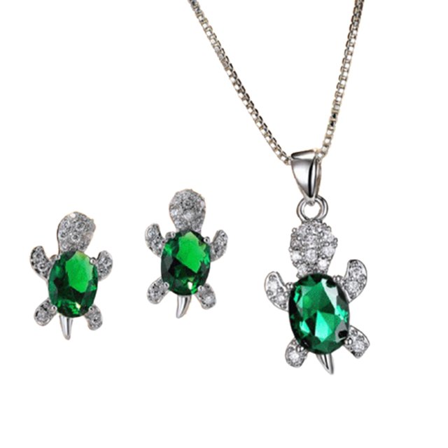 Turtle Cristal Boucles d'Oreilles Turtle Shape Pendentif Ensemble pour les Femmes Filles Bijoux Cadeau