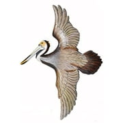 Hand Carved Flying White Wood Pelican Wall Art Hang on Tropical Nautical Decor Sign