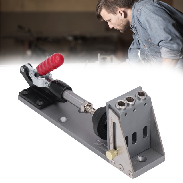 Pocket Hole Jig System Kit, Removable Pocket Screw Jig, Metal Pocket Screw Jig Kit, Easy To Use Aluminum Inclined Hole Positioner, Wood Guides Joint Angle Tool For DIY Carpentry