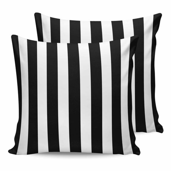 Outdoor Pillow Covers Pack of 2, Black And White Stripes Waterproof Throw Pillowcase Cushion Cases, Modern Minimalism Art Decorative Pillow Cover for Couch Sofa Home Bed Patio