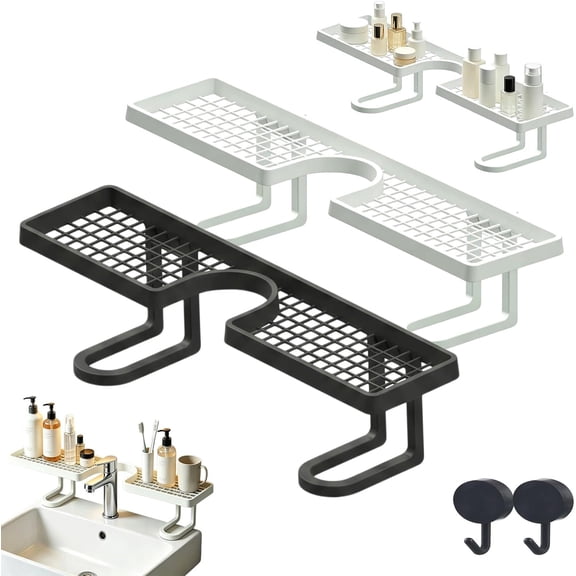 Over Sink Faucet Storage Rack, No-Drill Freestanding Shelf for Kitchen Bathroom
