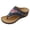 Blue, variant on Rokment Women's Orthopedic Wedges Flip Flops Boho Beach Summer Flower Embroidered Leather Wide Width Arch Support Walking Slip on Sandals Comfortable Dress Thongs Slides Shoes Black Size 6.5