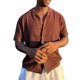 thumbnail image 1 of Camisas Hawaianas Para Hombre Camisa superior con estampado de punto y botones cortos de jacquard grueso de primavera y verano para hombre (Coffee, XL), 1 of 7