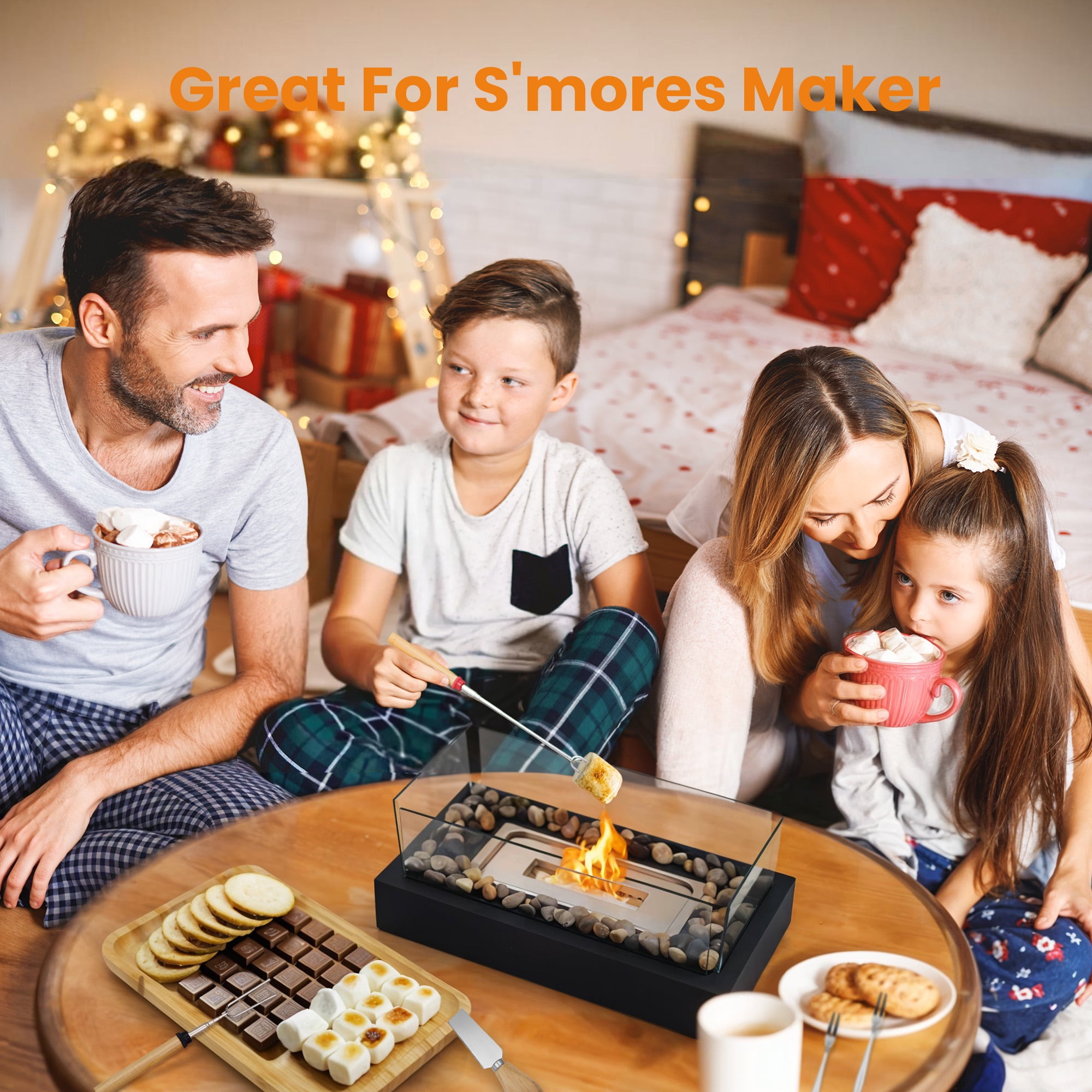 EAST FLAME Smores Maker Kit - Safer DIY Marshmallow Roaster, Charcuterie Serving Kit for Graham Crackers, Chocolate, Gift for Christmas
